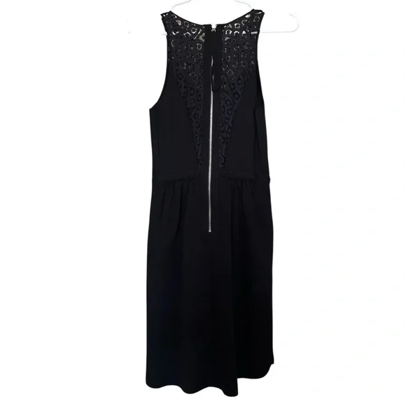 Rebecca Taylor | Black Ponte and Lace Inset Sleeveless Dress Size 4 - Picture 3 of 9